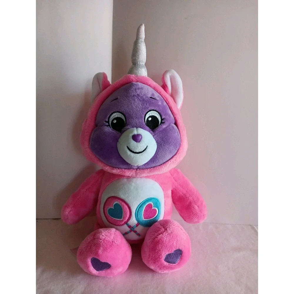 Basic Fun!  14'‎ Care Bear Share Bear w/ Unicorn Hoodie 2021 Pink Plush